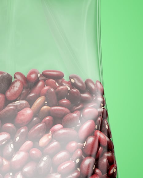 Transparent Package with Beans Mockup