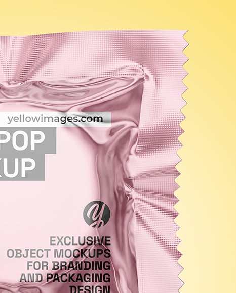 Metallic Lollipop Sachet Mockup