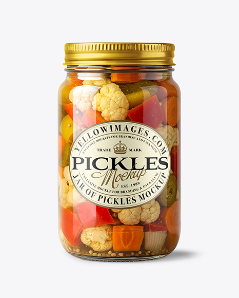 Clear Glass Jar with Giardiniera Pickled Vegetables Mockup - Vegetable+soup