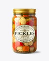Clear Glass Jar with Giardiniera Pickled Vegetables Mockup