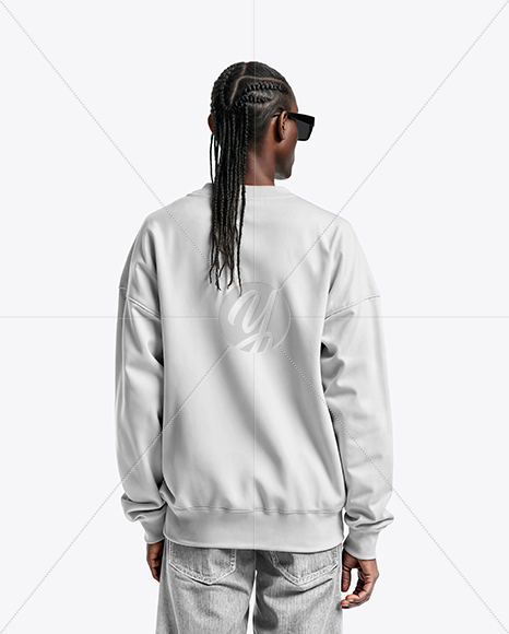 Black Man Wearing an Oversize Sweatshirt and Jeans Mockup