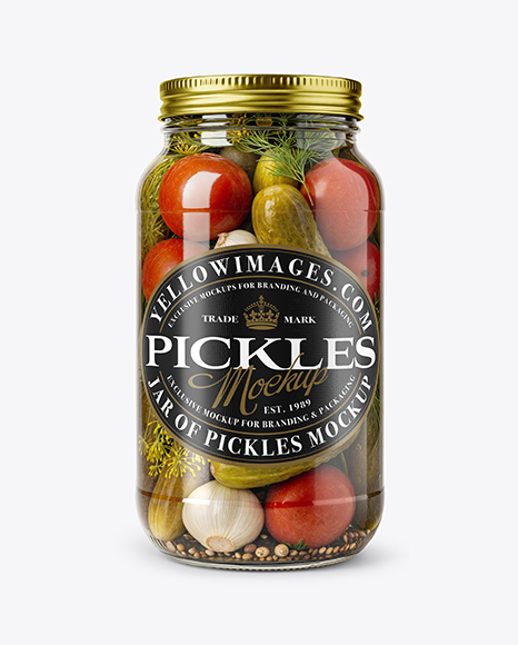 Glass Jar Filled Pickles and Pickled Tomatoes Mockup