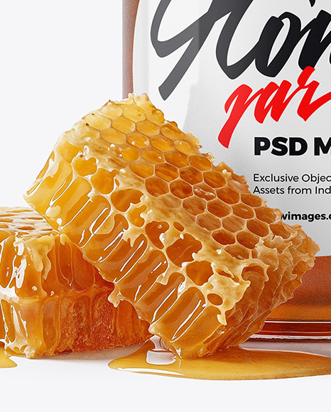 Clear Glass Jar with Sunflower Honey Mockup