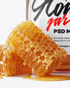 Clear Glass Jar with Sunflower Honey Mockup