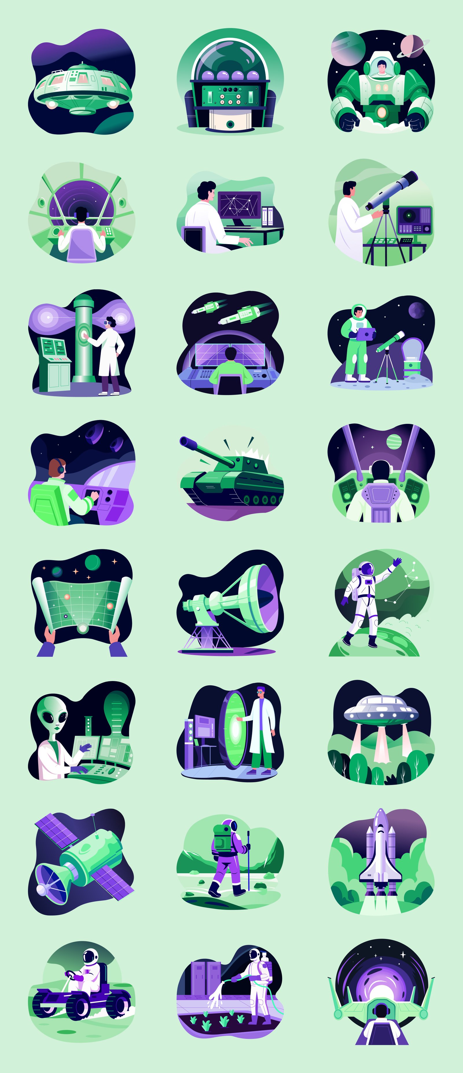 Space and Sci Fi Illustration Set