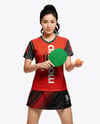 Woman Wearing Table Tennis Uniform Mockup