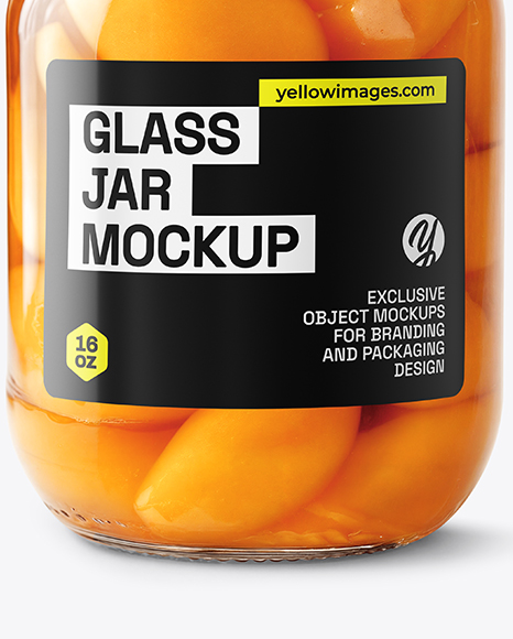 Clear Glass Jar filled Canned Peach Mockup