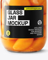 Clear Glass Jar filled Canned Peach Mockup