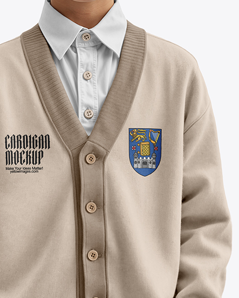 Young Boy Wearing Cardigan and Shirt Mockup