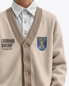 Young Boy Wearing Cardigan and Shirt Mockup