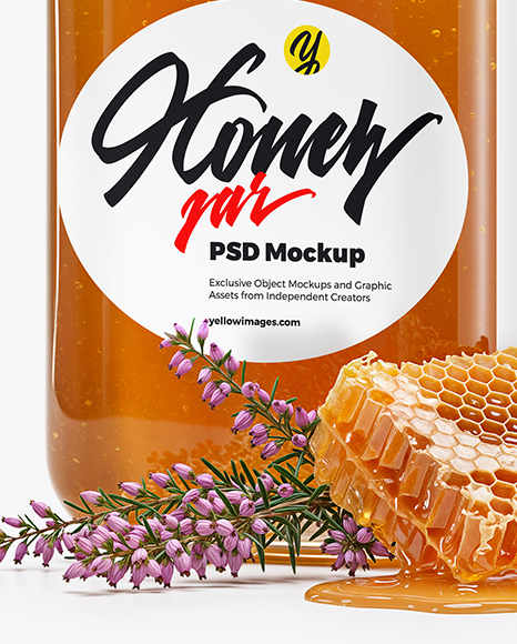 Clear Glass Jar with Heather Honey Mockup