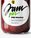 Clear Glass Jar with Cherry Jam Mockup
