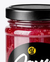 Glass Jar with Raspberry Jam Mockup