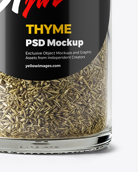 Glass Spice Jar with Dried Thyme Mockup