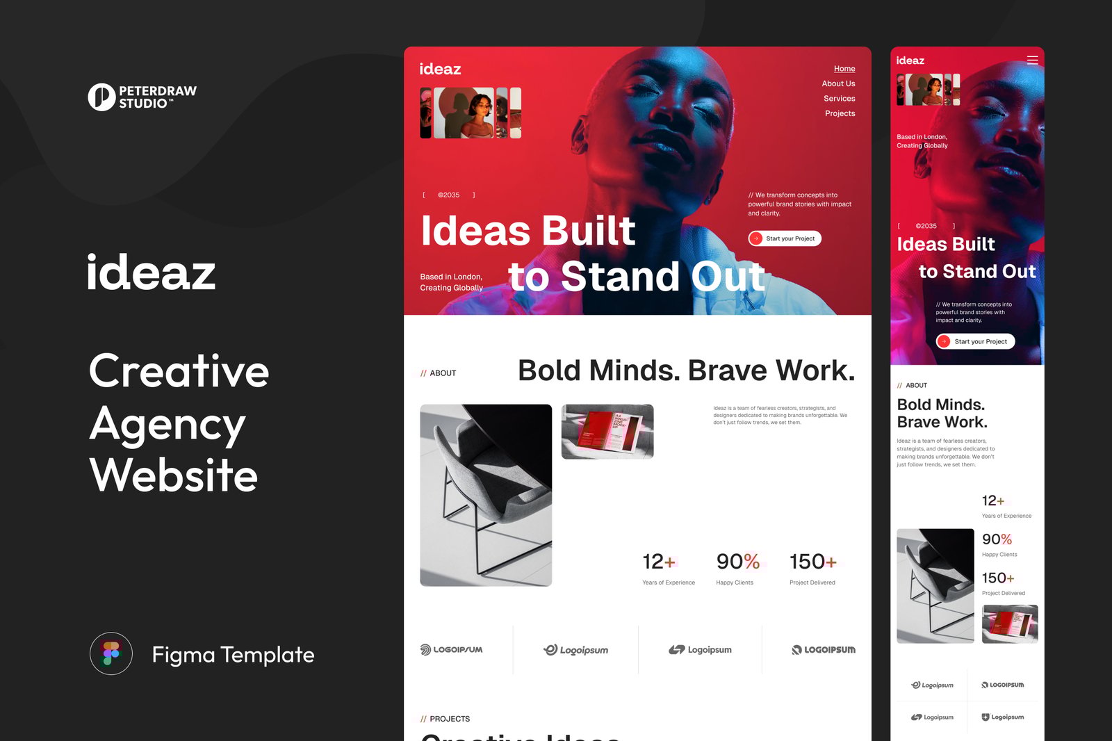 Ideaz – Creative Agency Website UI Figma Template