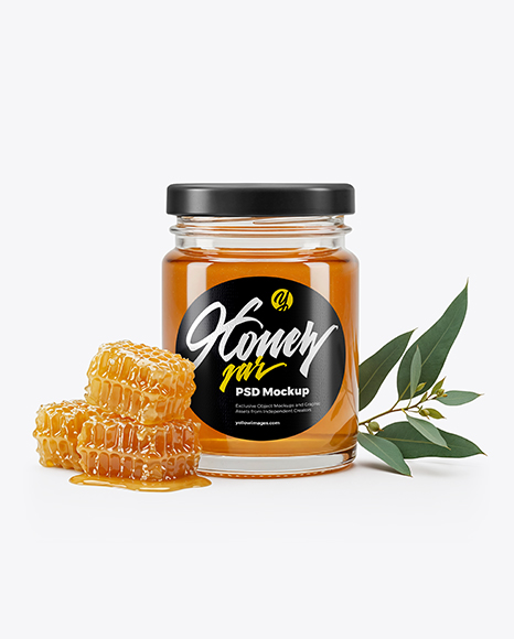 Glass Jar with Eucalyptus Honey Mockup