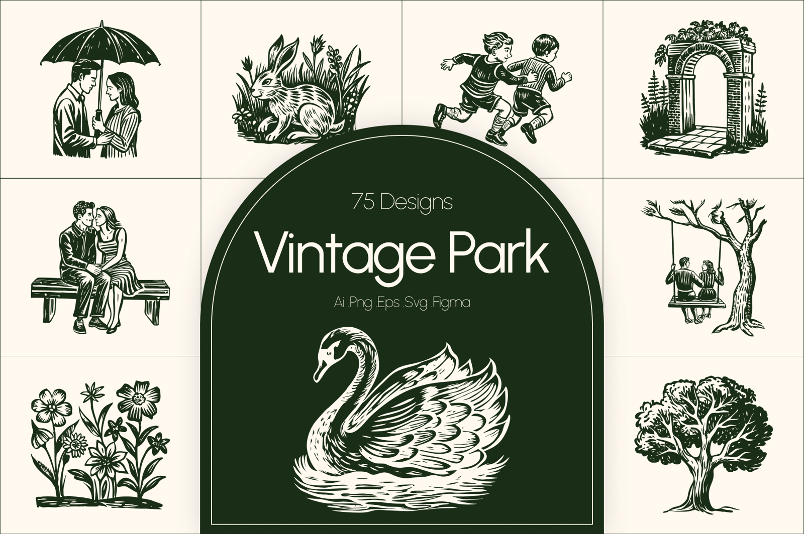 Vintage Park Illustration Set