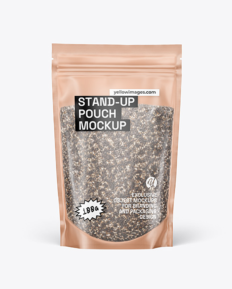 Frosted Stand-Up Pouch w/ Chia Seeds Mockup