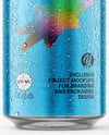 500ml Aluminium Can with Drops Mockup