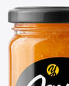 Clear Glass Jar with Peach Jam Mockup