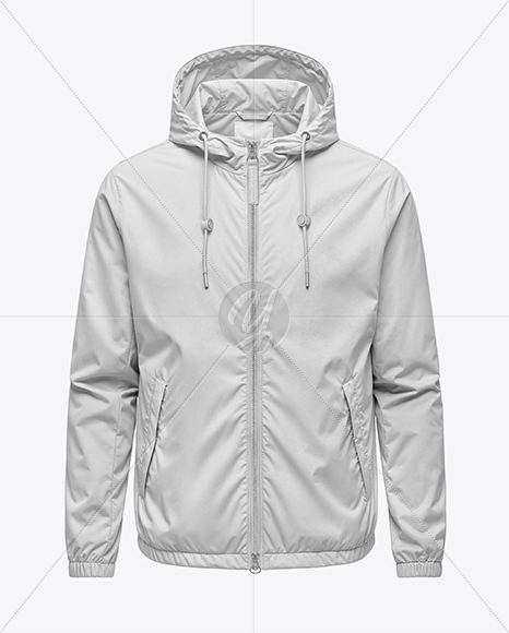 Hooded Windbreaker Jacket Mockup - Front View