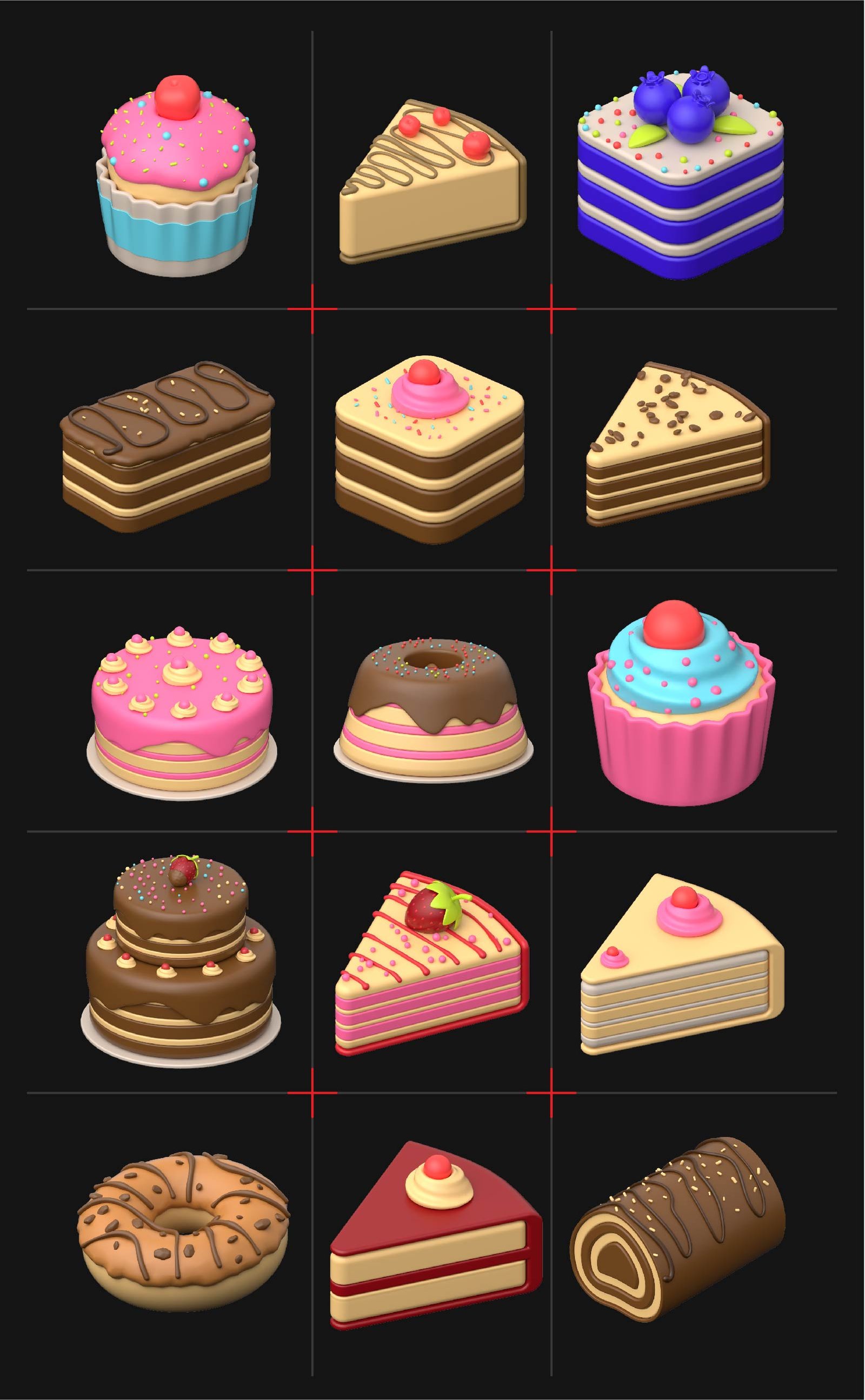3D Cake and Pastery Icons