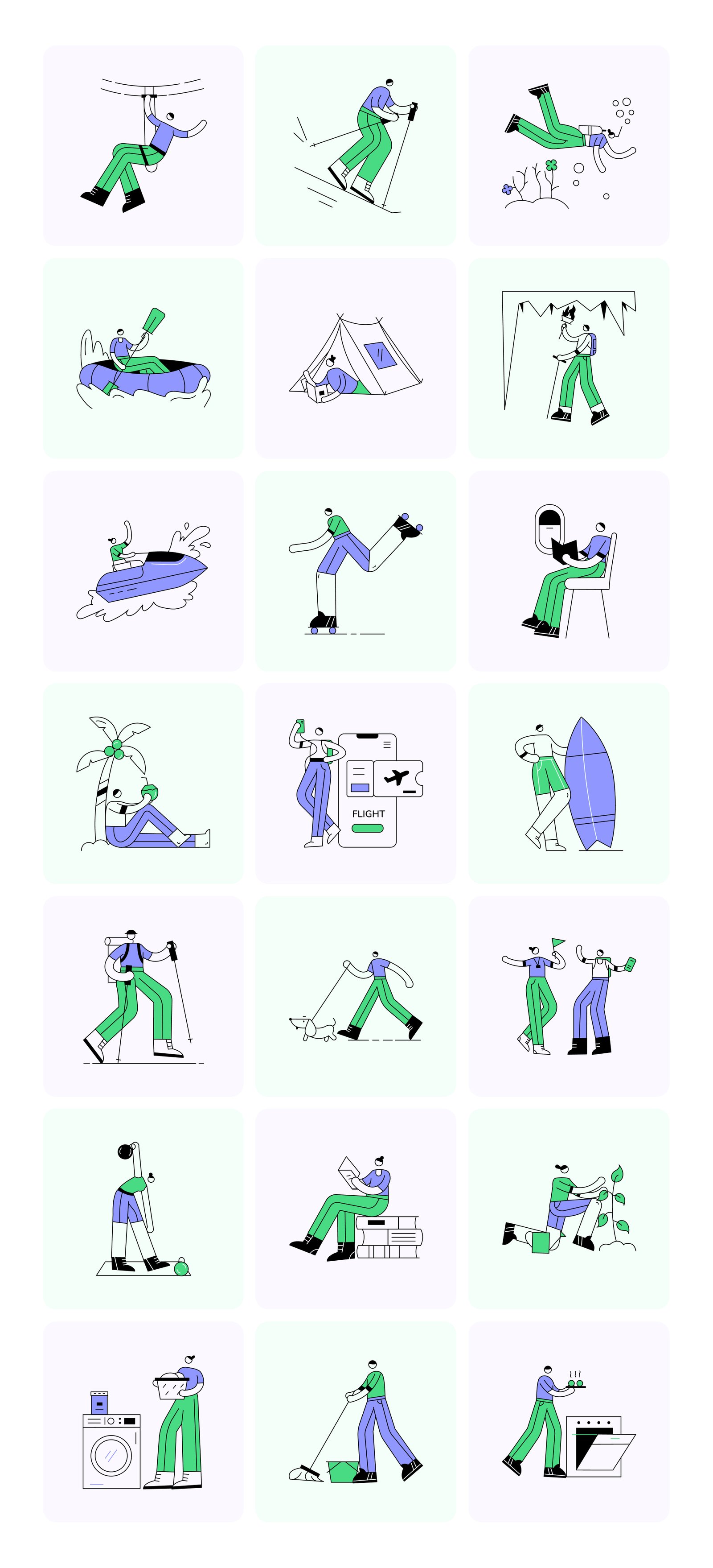 People and Places Illustration Set