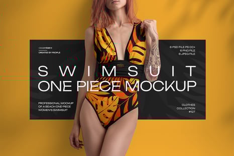8 Mockups of a One Piece Women's Swimsuit. vol.02 - Apparel Mockups