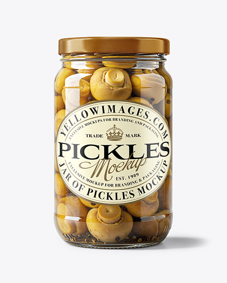 Glass Jar with Champignons Mockup