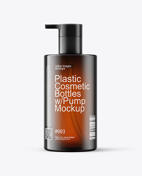 Amber Cosmetic Bottles with Pump Cap Mockup - Snapback cap psd mockup