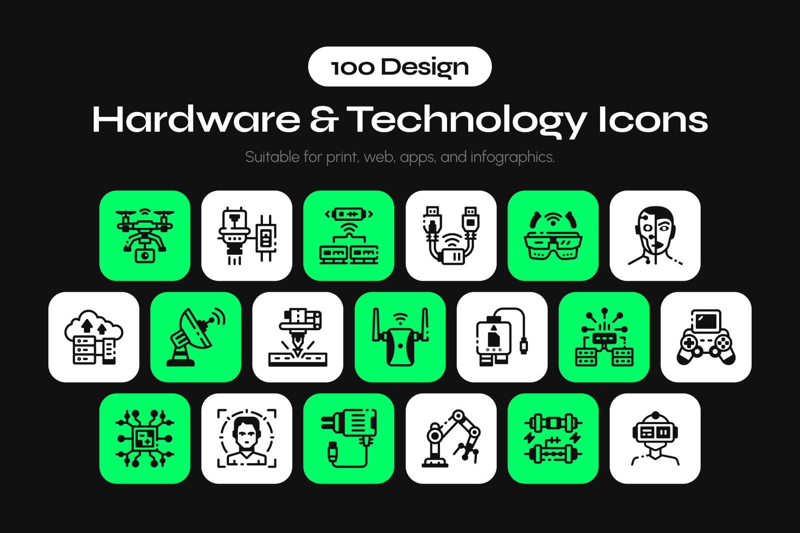 Hardware and Technology Icon Set