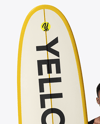 Young Man Wearing Shorts and Holds Surfboard Mockup