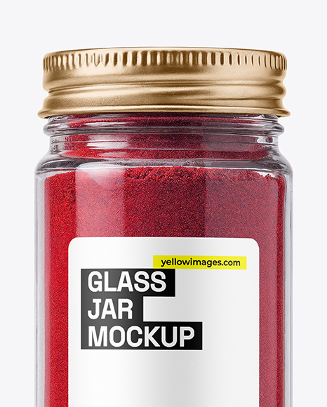 Long Clear Glass Jar with Ground Sumac Spice Mockup