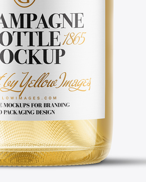 Clear Glass White Champagne Bottle Mockup