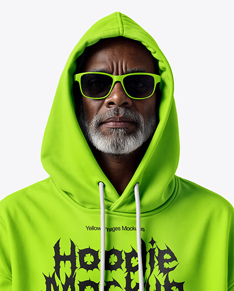 Elderly Black Man Wearing Hoodie and Sweatpants Mockup