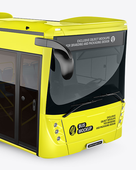 City Bus Mockup - Front Half Side View