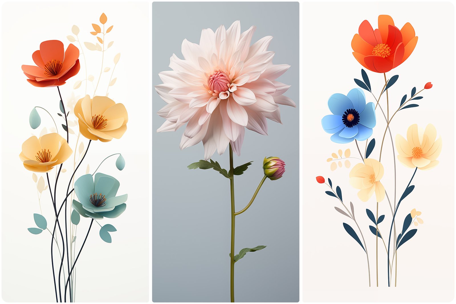 120 Flowers Poster Illustration Backgrounds