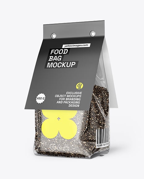 Transparent Package with Chia Seeds Mockup - Photo+Realistic+Plastic+Pouch+Mock-Up+|+Free+Mockup
