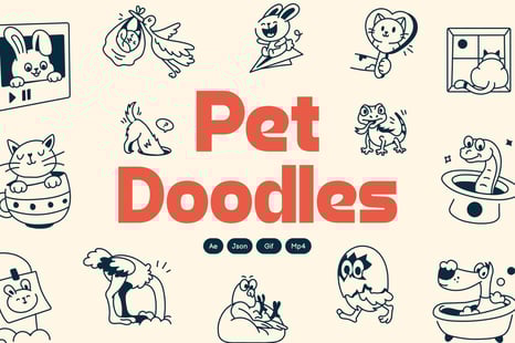 Animated Pet Doodle Icons - Doodle animations