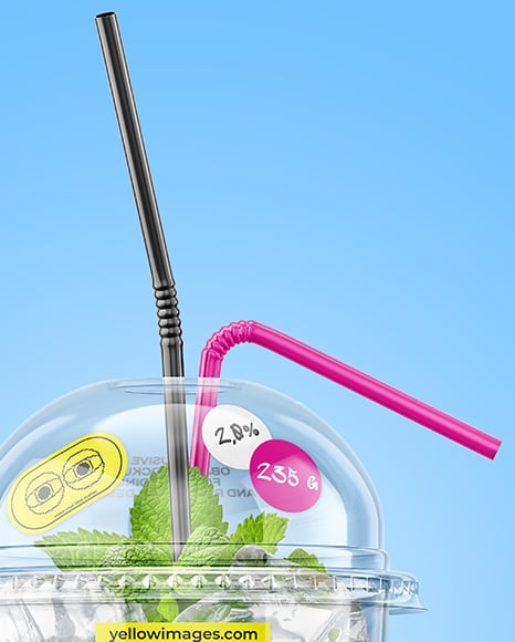 Clear Plastic Cup with Lemonade Mockup