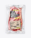Clear Plastic Flow-Pack with Beef Steak Mockup