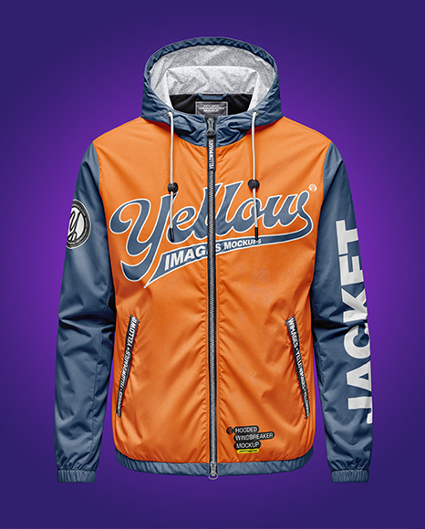 Hooded Windbreaker Jacket Mockup - Front View