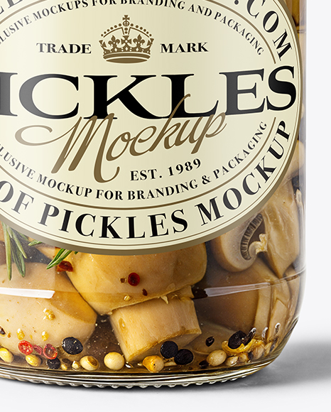 Glass Jar with Sliced ​​Champignons Mockup