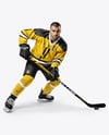 Man Wearing Full Ice Hockey Kit Mockup