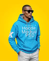 Black Man Wearing a Hoodie and Sunglasses Mockup