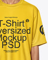 Young Man Wearing Oversized T-Shirt and Visor Cap Mockup