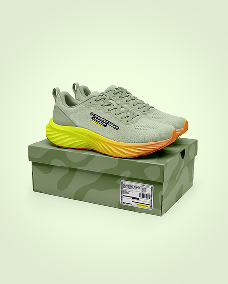 Running Shoes on Shoe Box Mockup