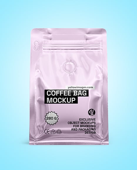 Glossy Metallic Coffee Package Mockup