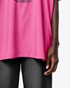 Afro-American Woman Wearing Oversized T-Shirt & Sweatpants Mockup