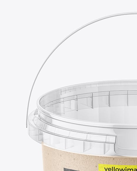 Clear Plastic Bucket with Handle Mockup